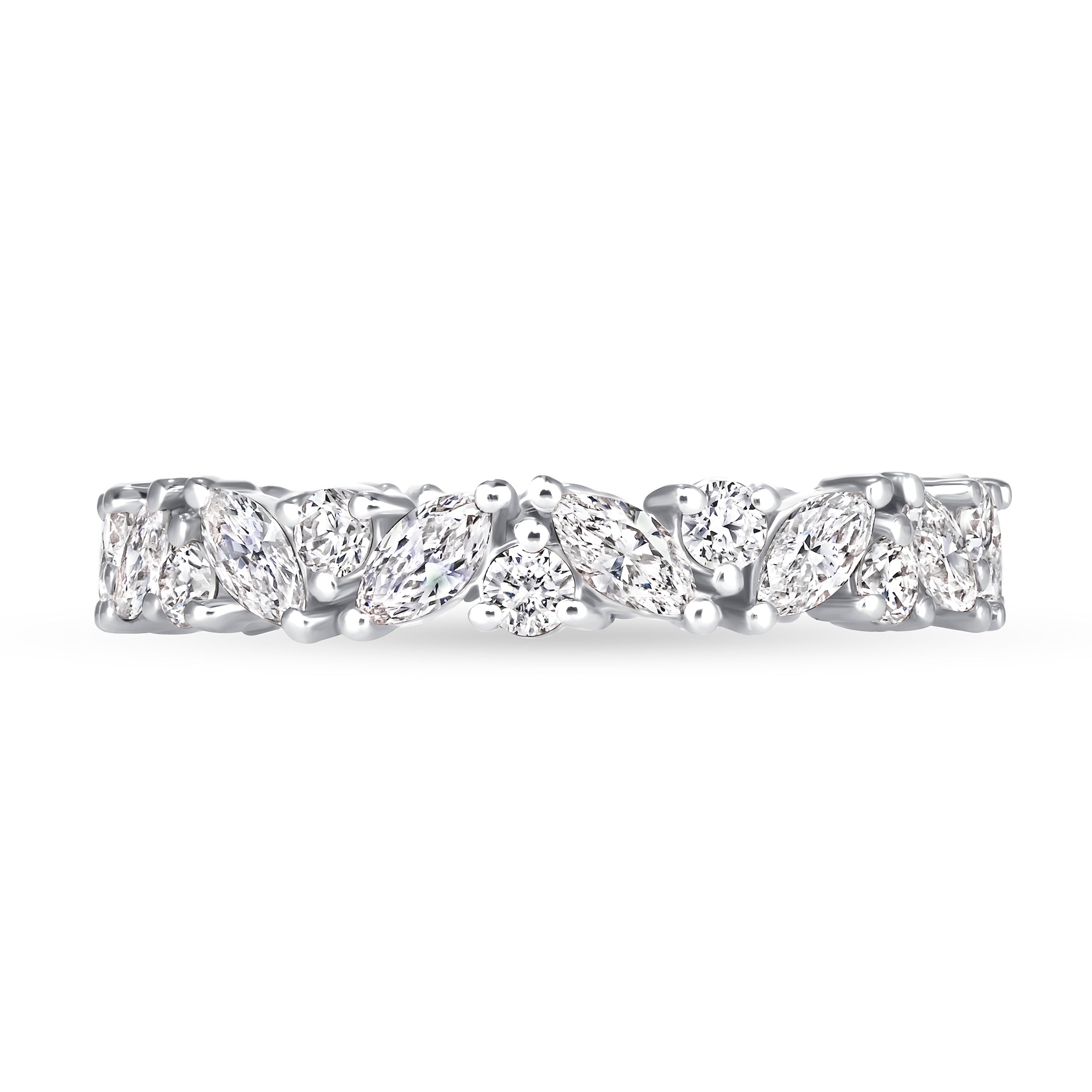 Laurel Band in white gold, angled view