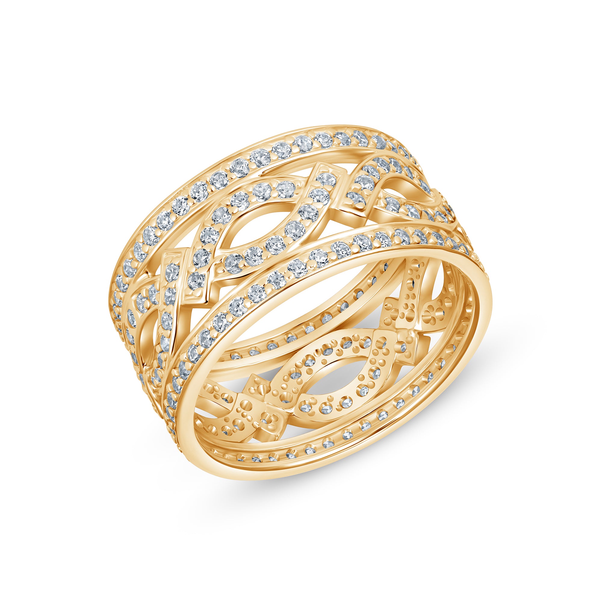 Arabesque Band in yellow gold, angled view