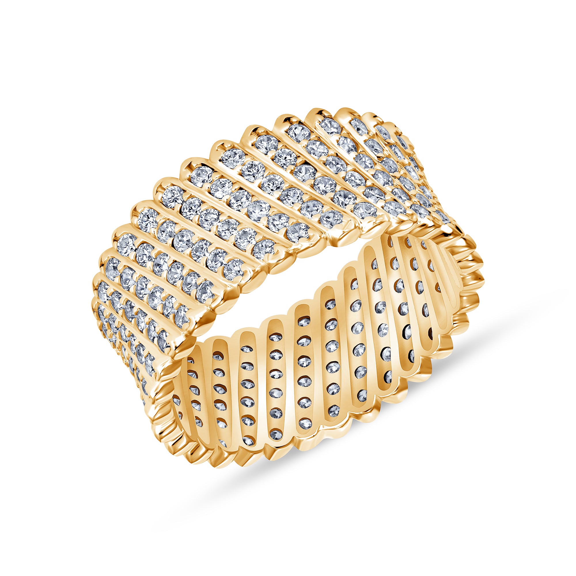 Palisade Band in yellow gold, angled view