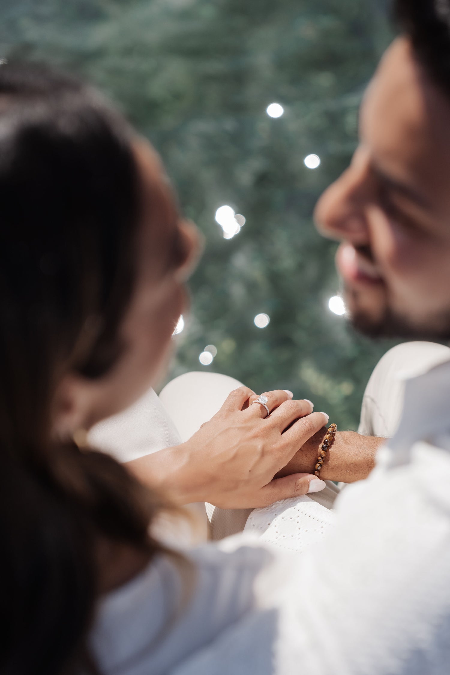 Fifth Alloy engagement ring seen during a couple portrait