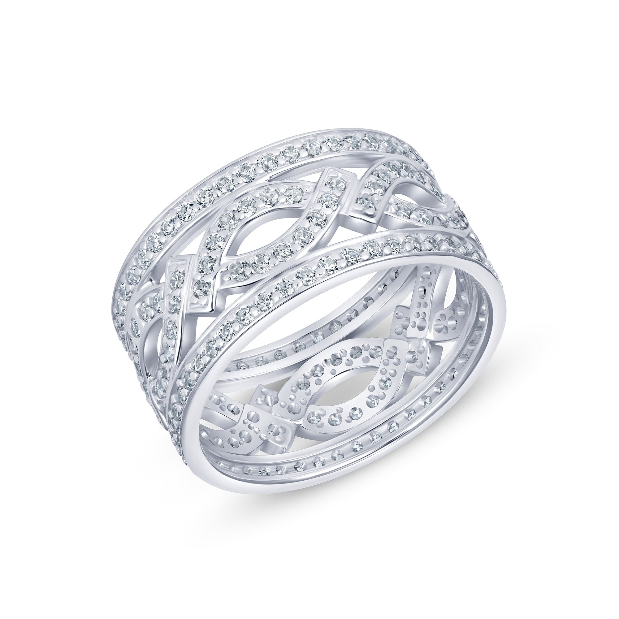 Arabesque Band in white gold, angled view