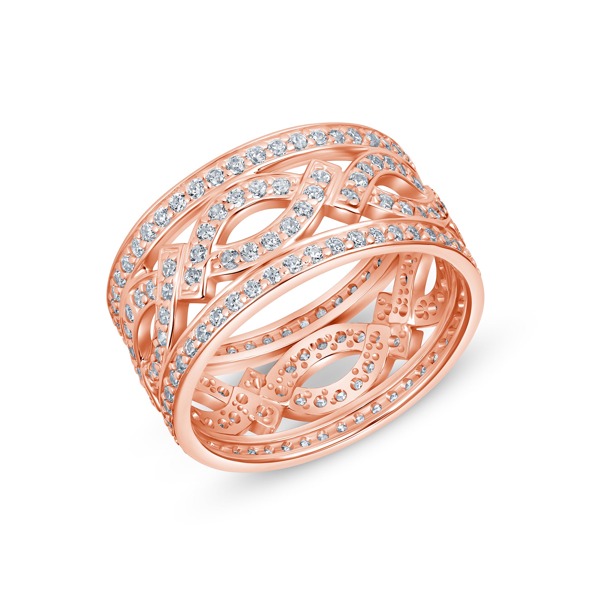Arabesque Band in rose gold, angled view