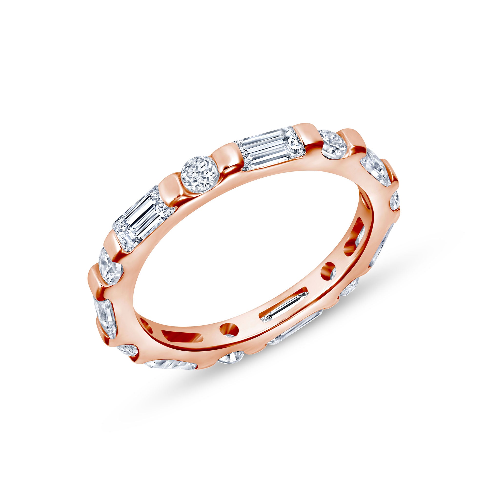 Mosaic Band in rose gold, angled view